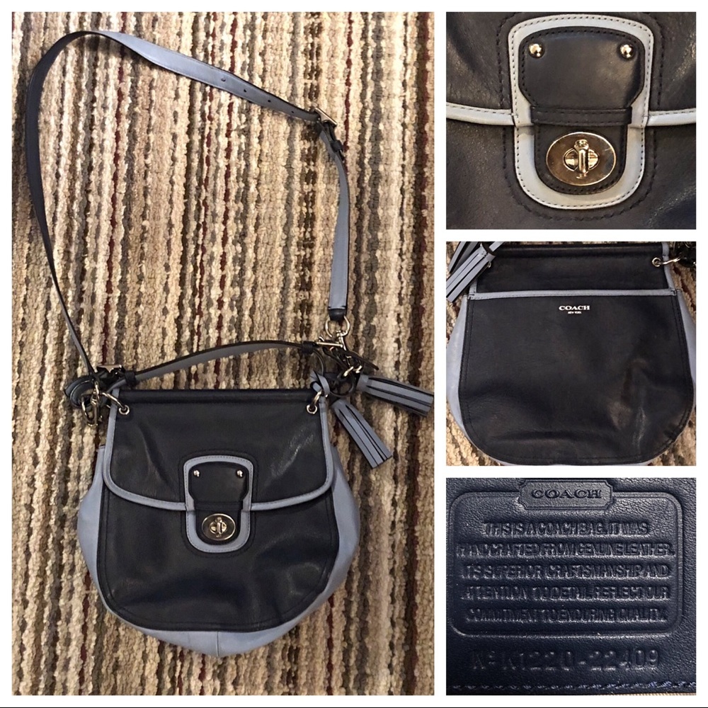 Coach Leather Willis Top Handle Crossbody blue
